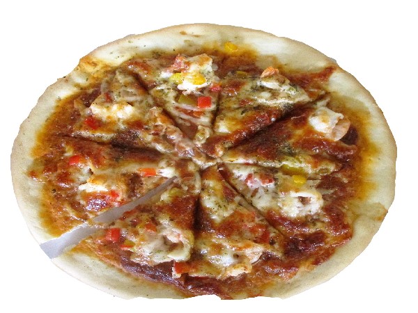 พิชซ่าหน้าเบคอนไส้กรอกไก่